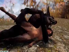 Big wild horny dog fucking a pussycat hentai babe intensely 